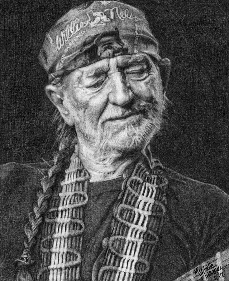 Willie Nelson Drawing - Willie Nelson by Michelle Flanagan