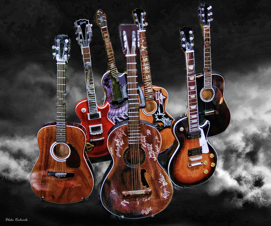 Willie Nelson Slash Martin Elvis Johnny Cash Guitars  Photograph by Blake Richards