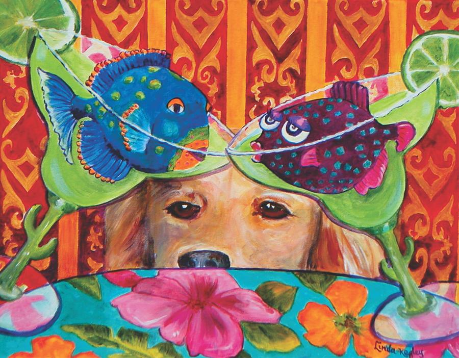 Fish Painting - Willies Margarita Pals by Linda Kegley