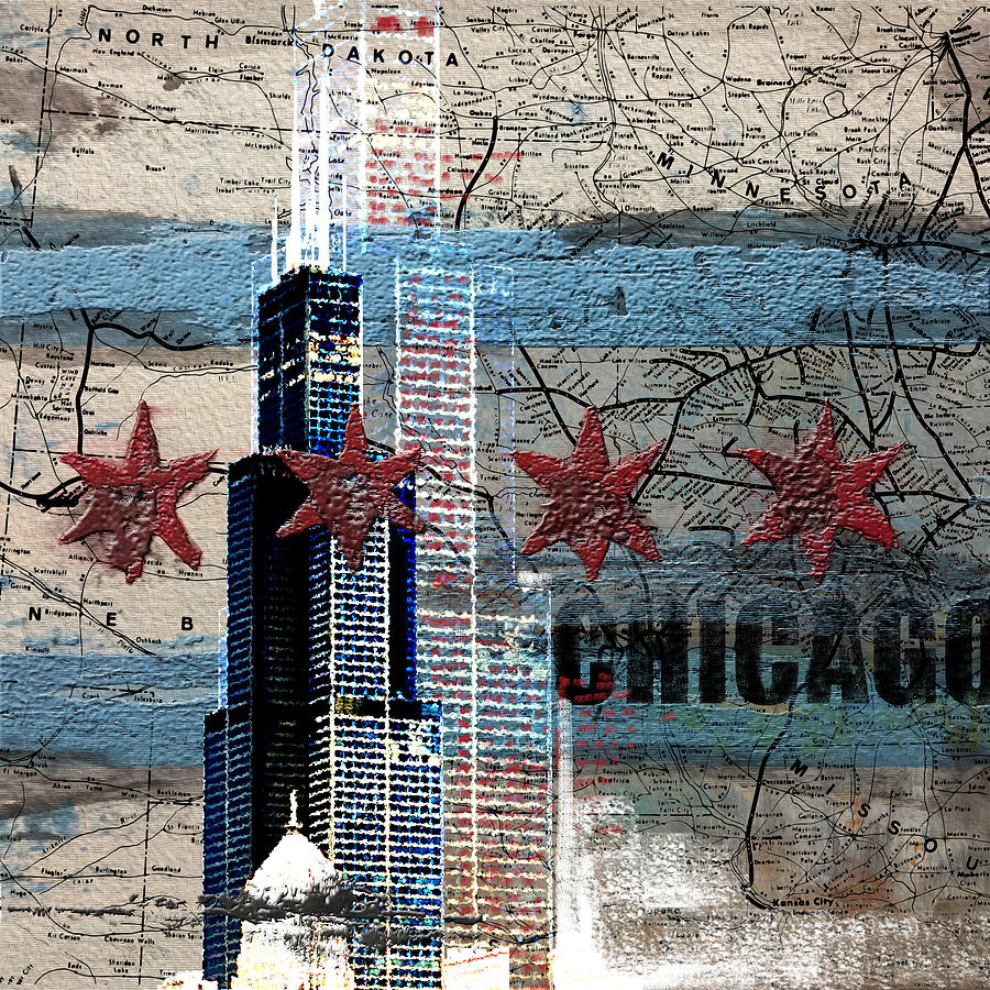 Chicago Painting - Willis Tower 208 1 by Mawra Tahreem