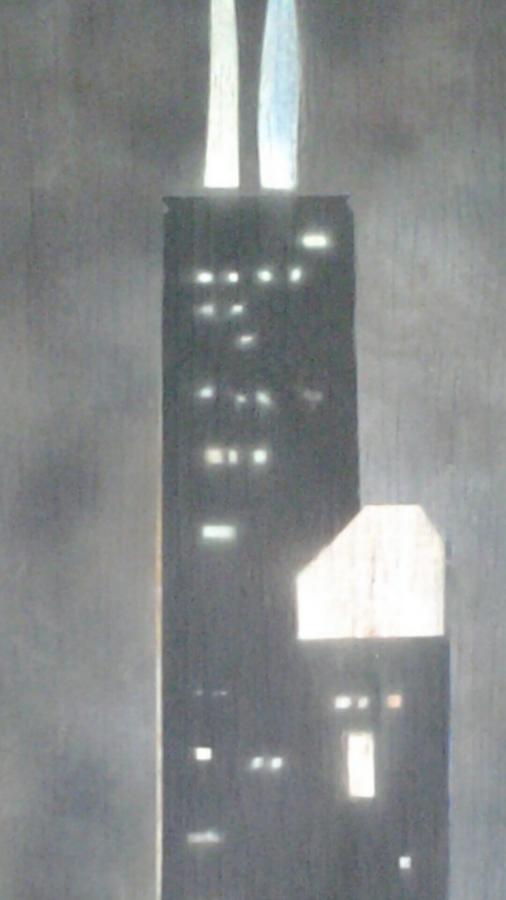 Skyline Painting - Willis Tower Chicago by Isaac Kenley Skyline Painting - Willis Tower Chicago by Isaac Kenley