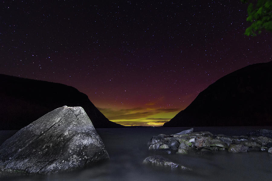 Willoughby Aurora and Granite Boulders Photograph by Tim Kirchoff