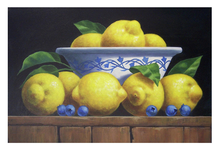 painting of lemons in a bowl