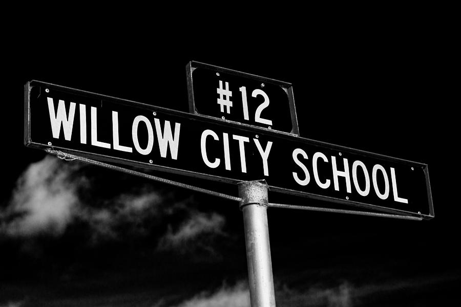 Willow City School Sign Photograph