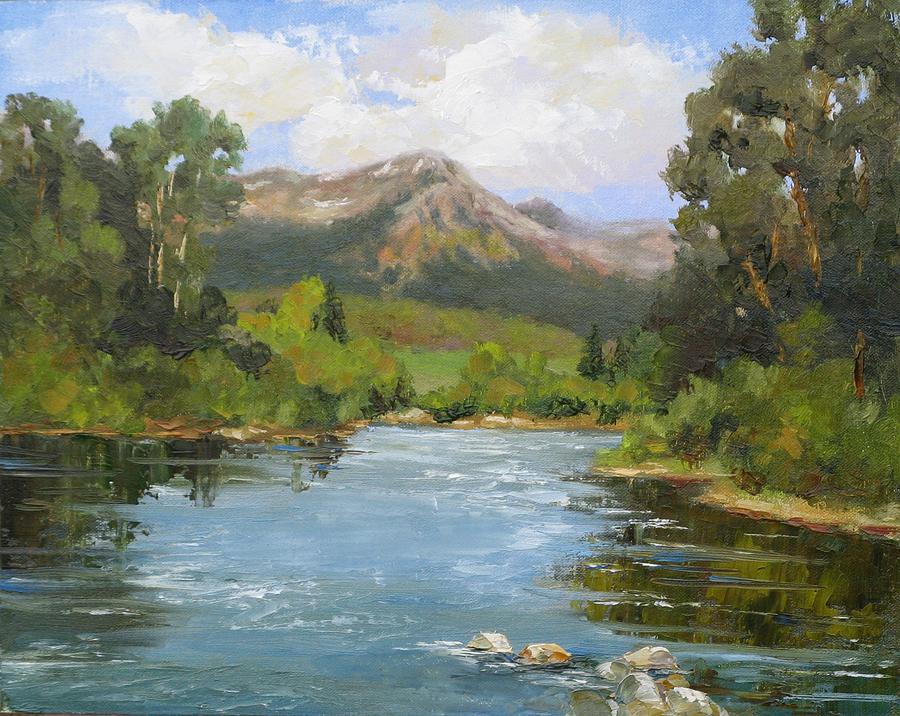 Willow Grove on the Blue River Painting by Barrett Edwards