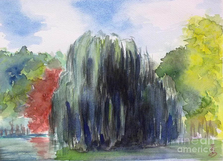 Willow Tree -2  Hidden Lake Gardens -tipton Michigan Painting by Yoshiko Mishina