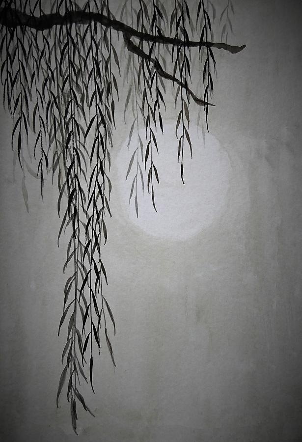 Willow Tree In The Moon Night  Painting by Color Color