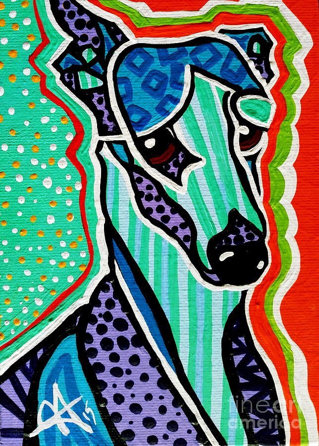 Willy Hound Whippet Greyhound Pharaoh Ibizan Jackie Carpenter Art Painting by Jackie Carpenter