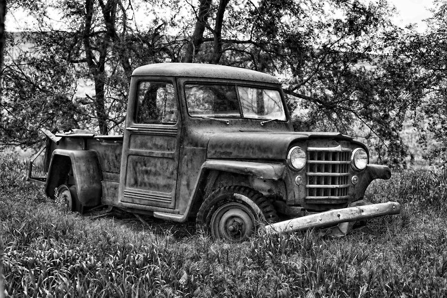 1948 Willys Jeep B and W Photograph by Stephen Schwiesow
