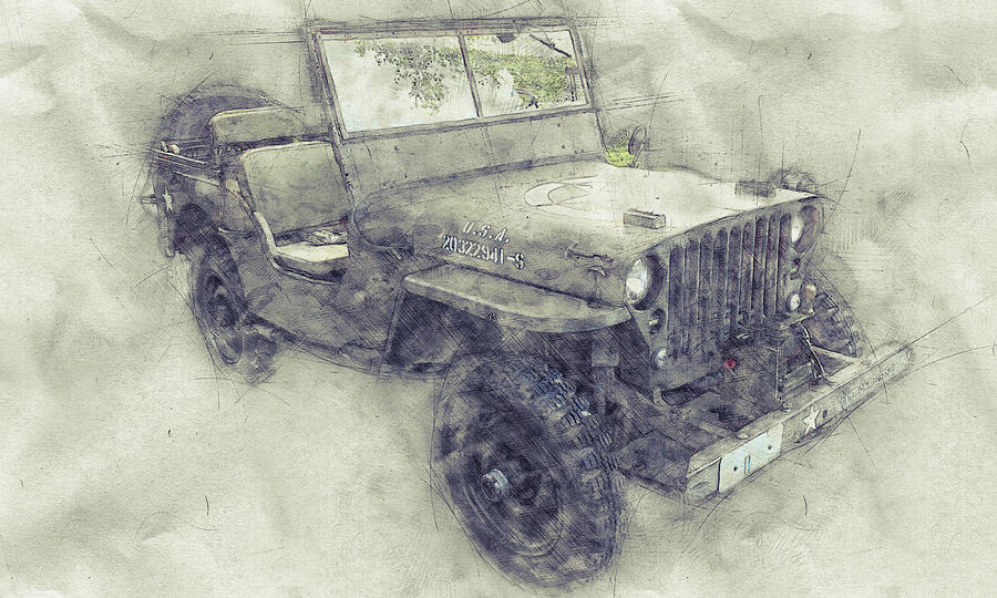 Transportation Mixed Media - Willys MB 1 - Ford GPW - Jeep - Automotive Art - Car Posters by Studio Grafiikka