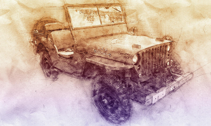 Transportation Mixed Media - Willys MB 2 - Ford GPW - Jeep - Automotive Art - Car Posters by Studio Grafiikka