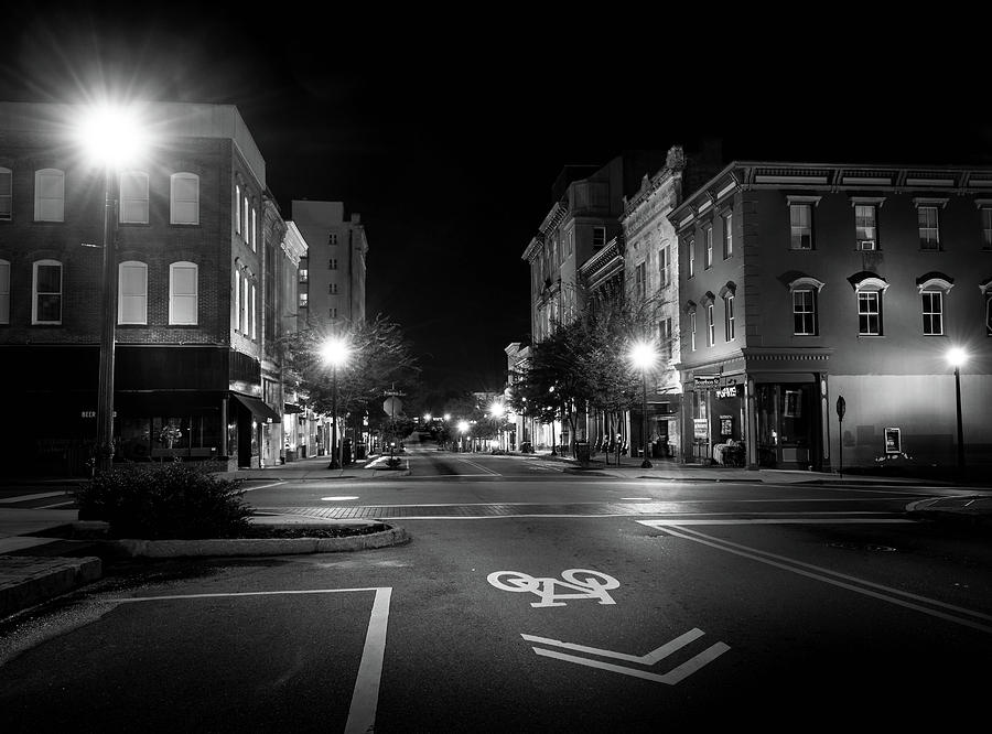 City Photograph - Wilmington Bike Lane In Black and White by Greg and Chrystal Mimbs