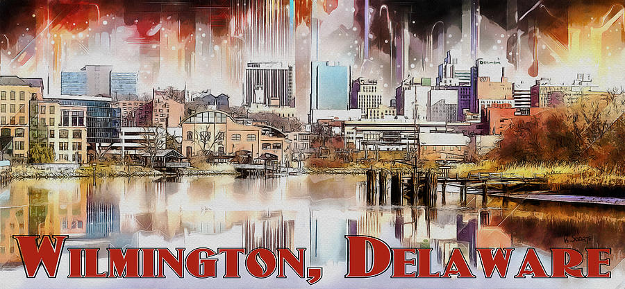 Wilmington City Lights Painting by Kai Saarto