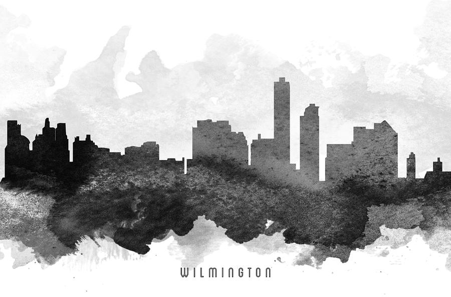 Wilmington Skyline Painting - Wilmington Cityscape 11 by Aged Pixel