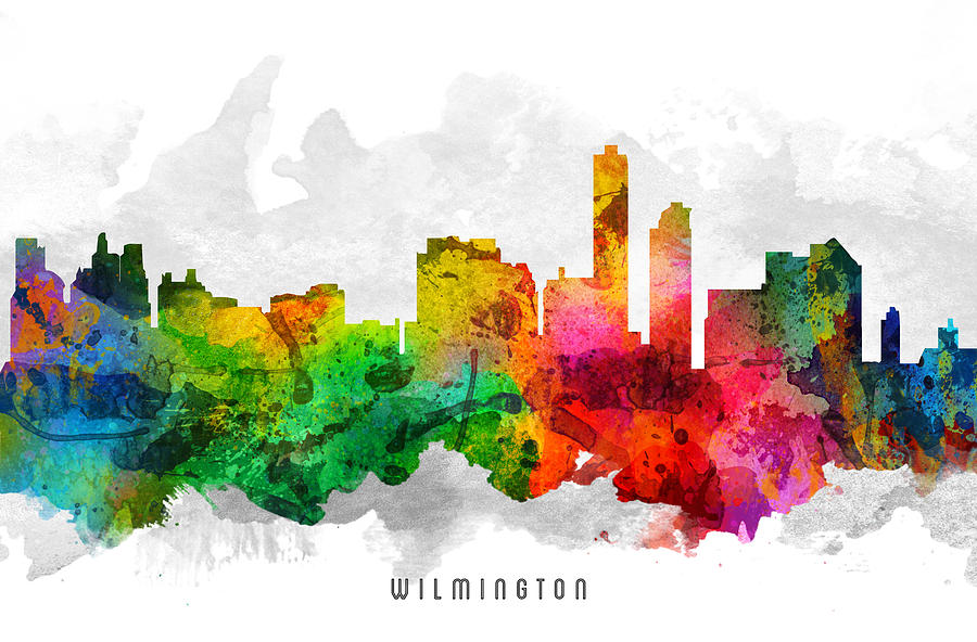 Wilmington Skyline Painting - Wilmington Delaware Cityscape 12 by Aged Pixel