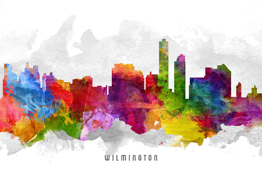 Wilmington Skyline Painting - Wilmington Delaware Cityscape 13 by Aged Pixel