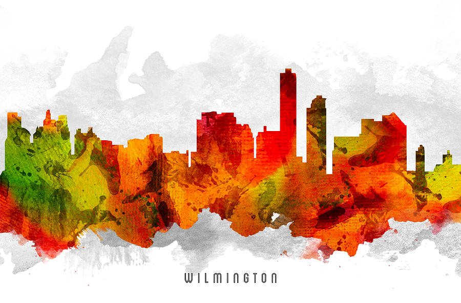 Wilmington Skyline Painting - Wilmington Delaware Cityscape 15 by Aged Pixel