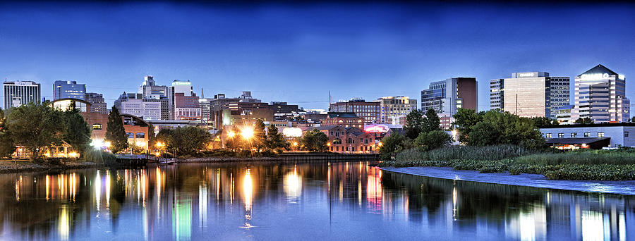 Wilmington Delaware - Skyline at dusk Photograph by Brendan Reals.