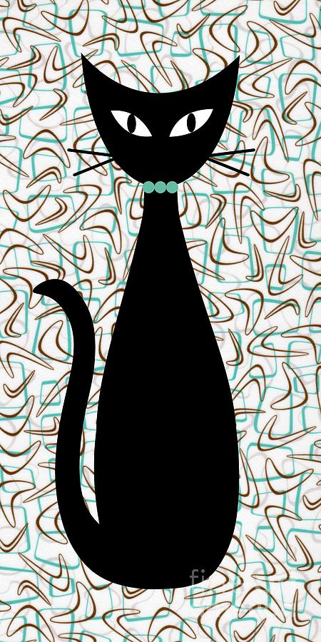 Boomerang Cat in Aqua and Brown Digital Art by Donna Mibus