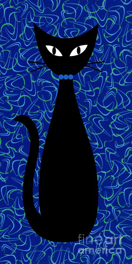 Boomerang Cat in Blue Digital Art by Donna Mibus