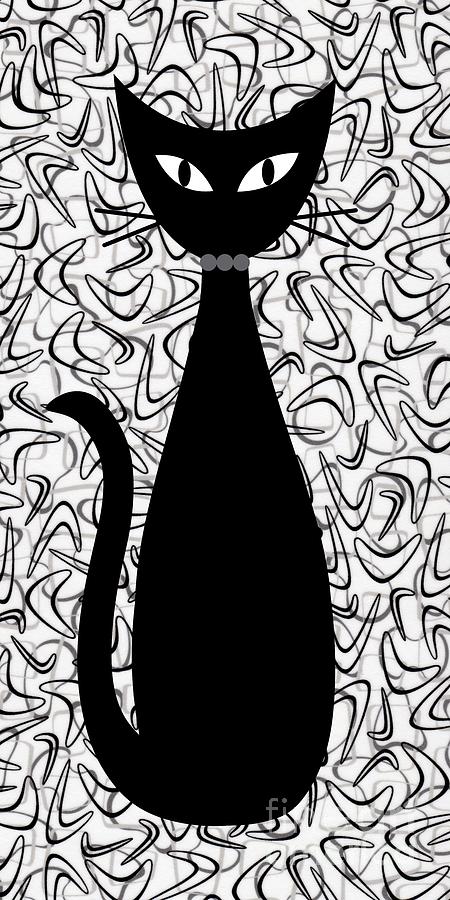 Boomerang Cat in Gray Digital Art by Donna Mibus