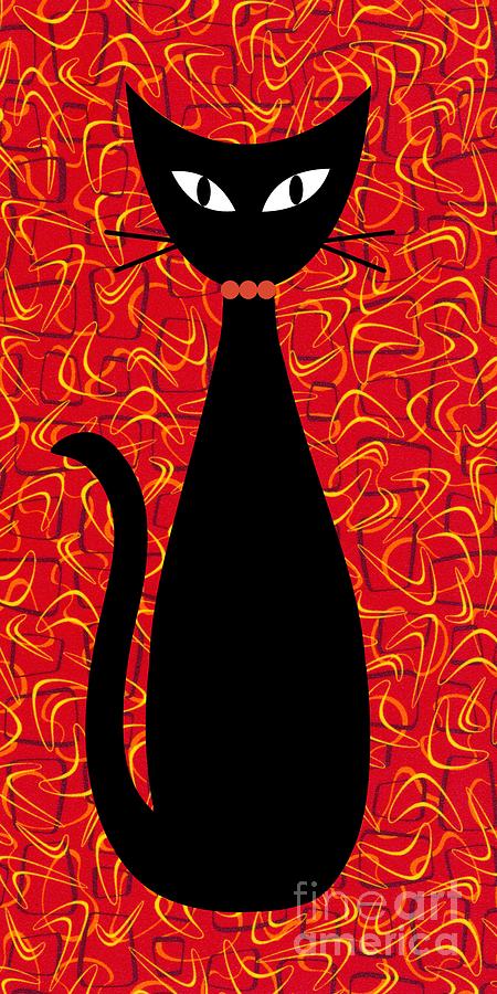Boomerang Cat in Red Digital Art by Donna Mibus