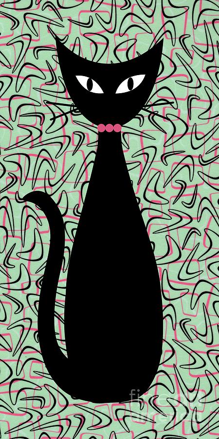 Boomerang Cat in Pink and Green Digital Art by Donna Mibus