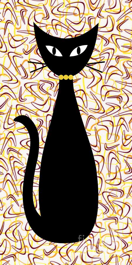 Boomerang Cat in Yellow Digital Art by Donna Mibus