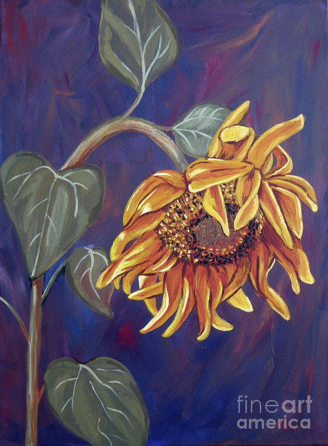 wilted sunflower painting