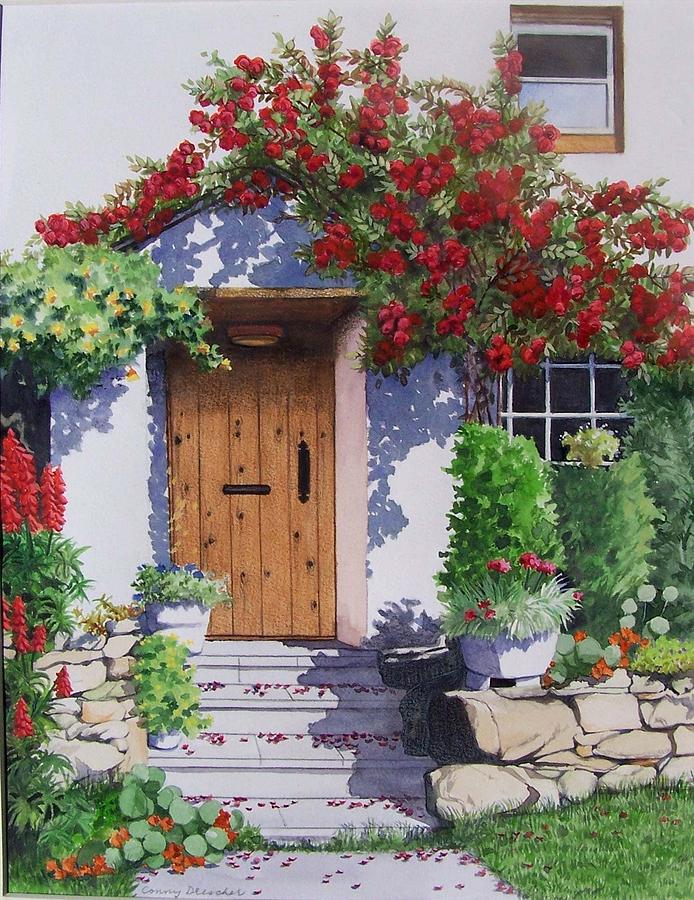 Rose Painting - Wiltshire Cottage by Constance Drescher