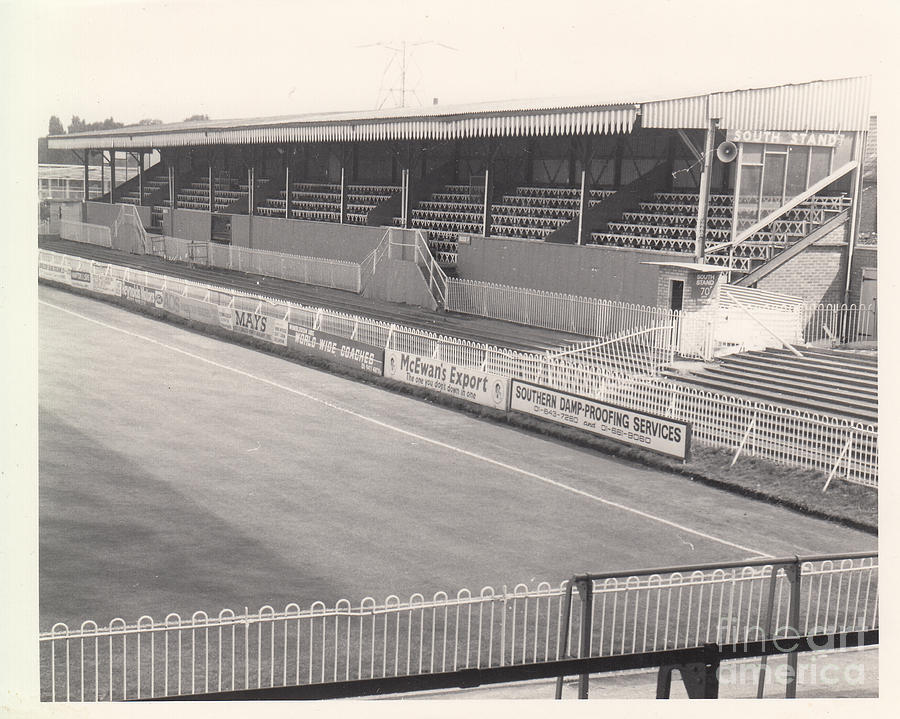 Wimbledon FC - Plough Lane - South Stand 1 - BW - 1969 Photograph by Legendary Football Grounds