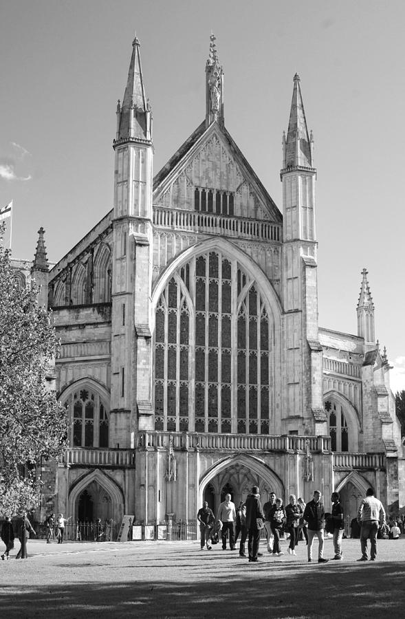 Winchester Cathedral - Grayscale Photograph