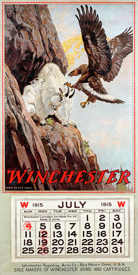 1915 Winchester Repeating Arms And Ammunition Calendar Painting by Lynn Bogue Hunt
