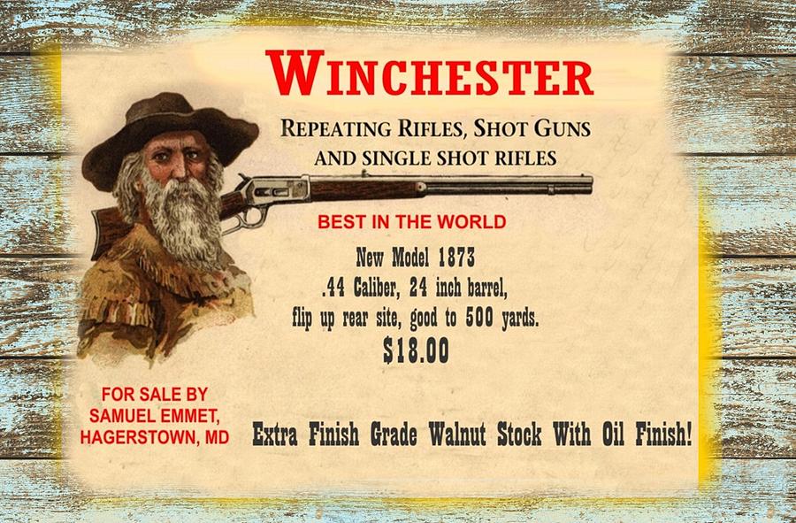 Western Wall Decor Digital Art - Winchester Rifle 18.00 old west advertising by Peter Nowell