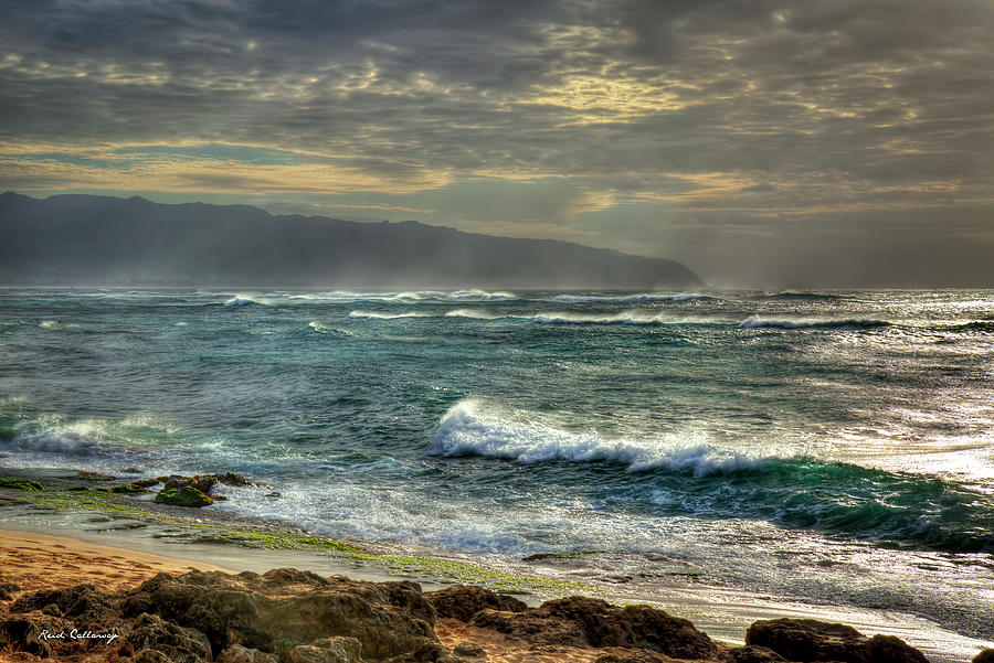 Wind Blown Sea North Shore Sunset Oahu Hawaii Art Photograph by Reid Callaway