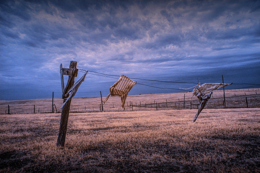 Wind Blown Wash in Infrared on the Clothesline Photograph by Randall Nyhof