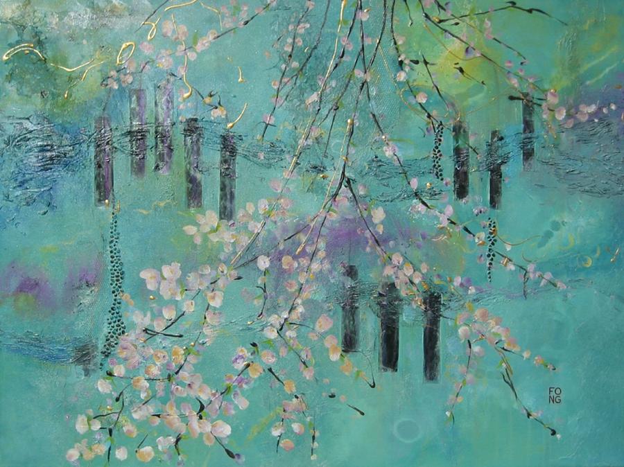 Contemporary Abstract Painting - Wind Chimes by Pamela Fong