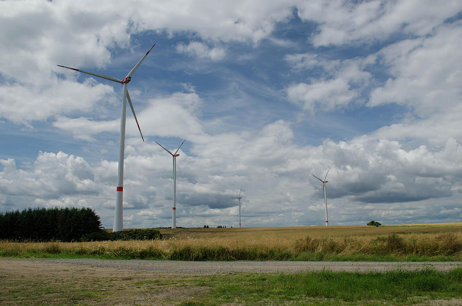 Wind farm on blue sky Photograph by Ramona Cristian - Fine Art America