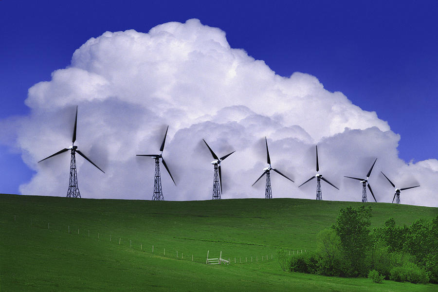 Landscape Photograph - Wind Generators With Clouds In by Don Hammond