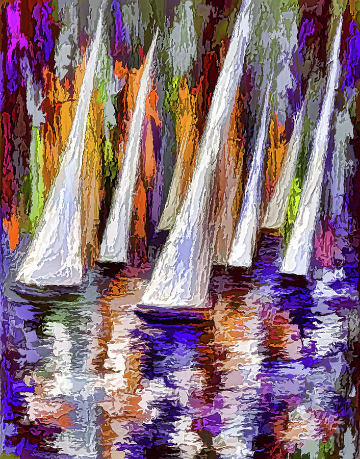 Wind on Sails - 1 Painting by Lena Owens - OLena Art Vibrant Palette Knife and Graphic Design