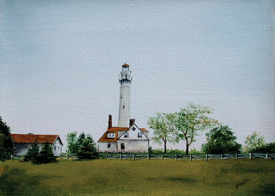 Lighthouse Painting - Wind Point by Faith Berrier