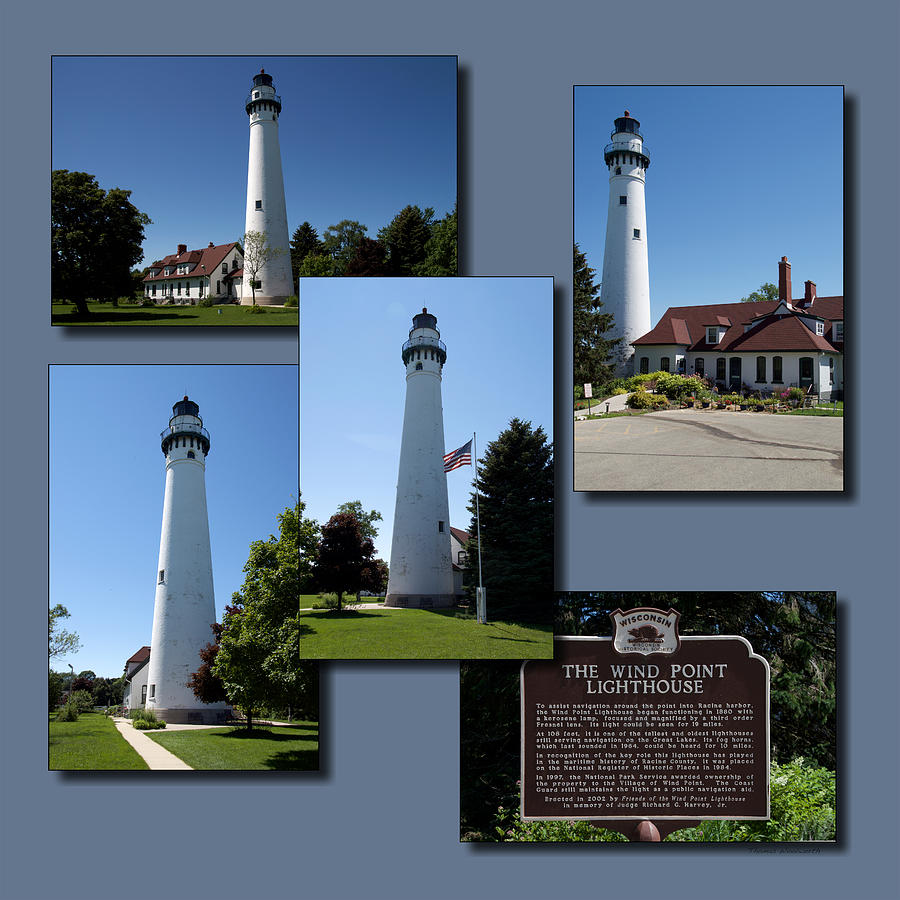 Wind Point LightHouse Racine Wisconsin Collage Photograph by Thomas Woolworth