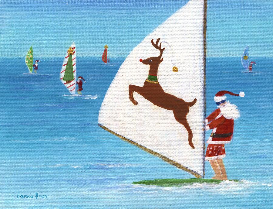 Wind Sailing Santa Painting by Jamie Frier