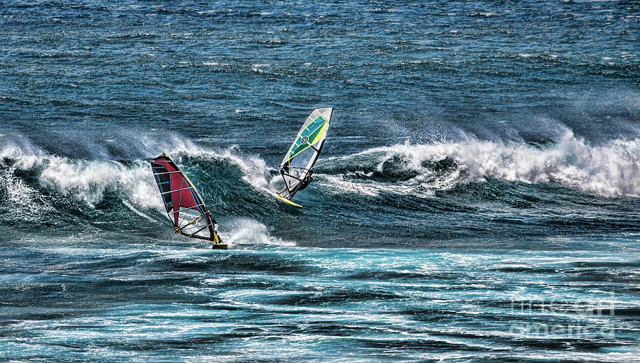 Wind Surfers in Hawaii Photograph by Shirley Mangini