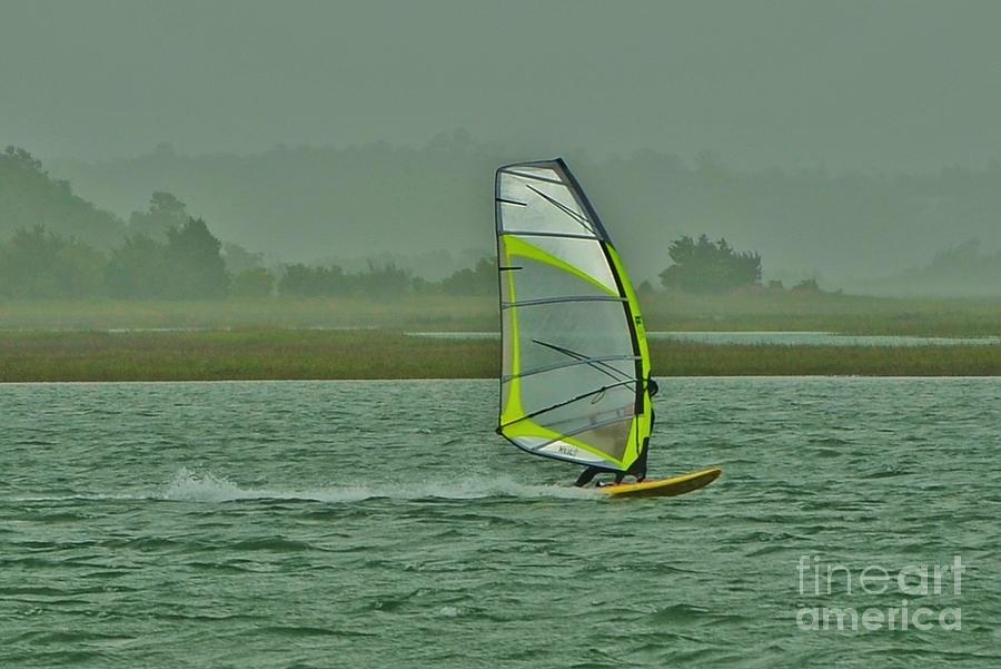 Fog Photograph - Wind Surfing 3 by Bob Sample Fog Photograph - Wind Surfing 3 by Bob Sample