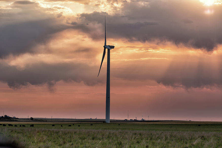 Wind Turbine and a Colorado Sunrise Photograph by Tony Hake