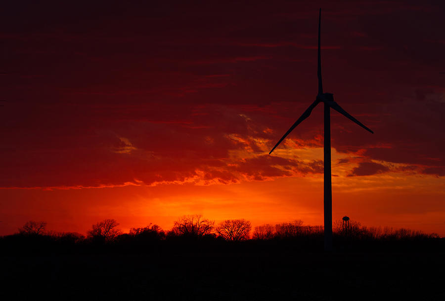 Wind Turbine at Sunset Photograph by Toni Thomas