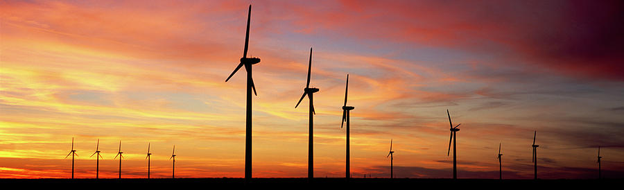 Color Image Photograph - Wind Turbine In The Barren Landscape by Panoramic Images