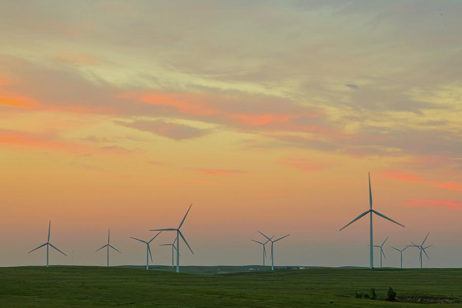 Wind Turbine Sunset Photograph