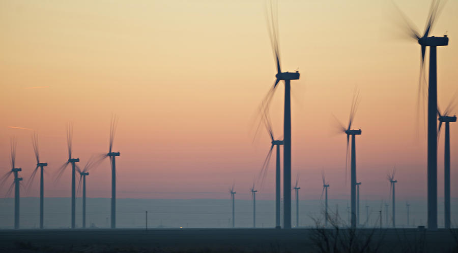 Wind Turbines Farm Field At Sunrise Photograph by Alex Grichenko